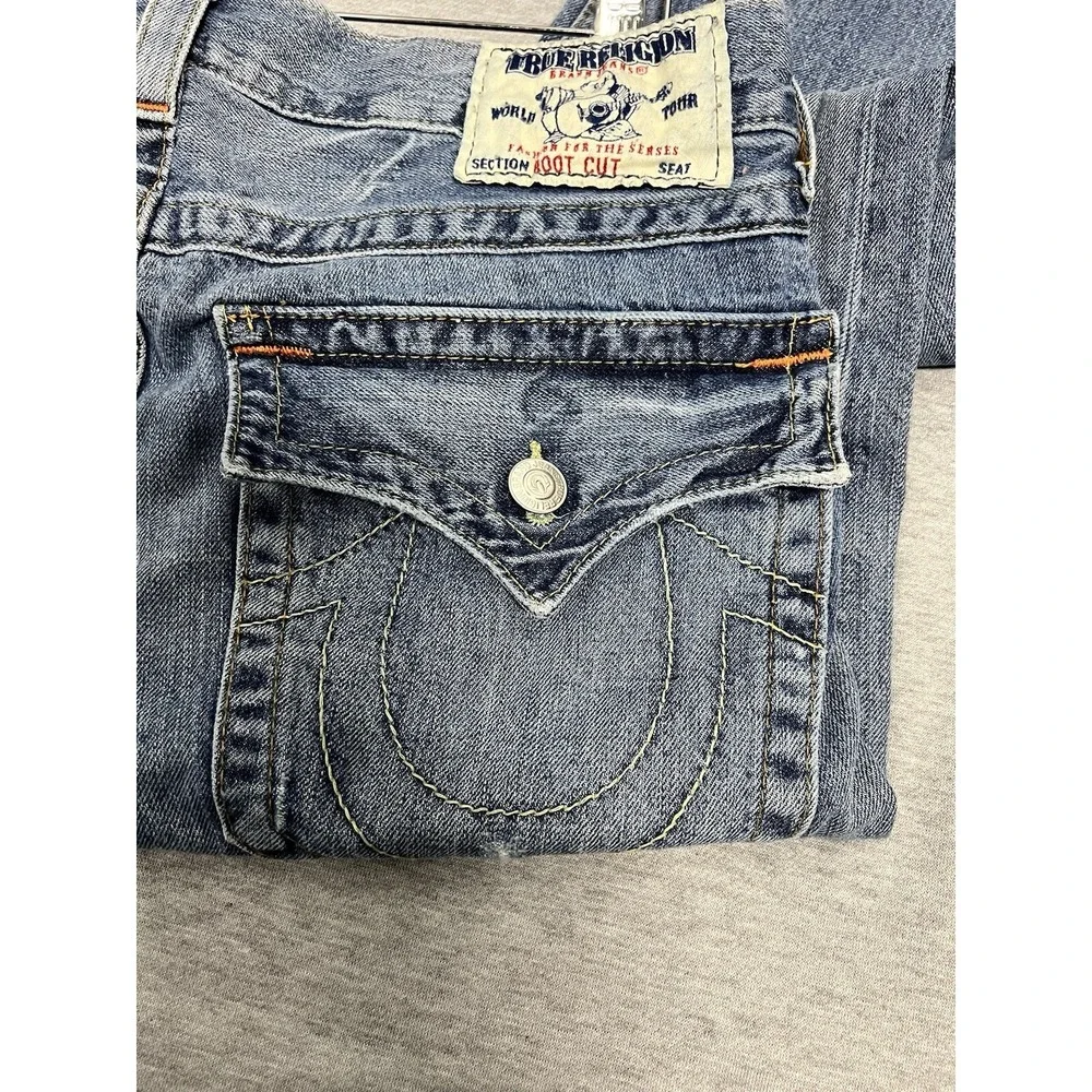 Vintage True Religion Y2K 90s Jeans Bootcut Women's US 33 Denim Distressed